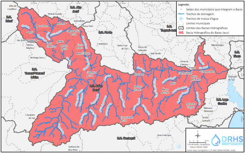 Mapa da Bacia Hidrográfica do Baixo Jacuí