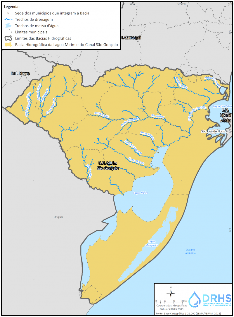 Mapa da Bacia Hidrográfica da Lagoa Mirim e do Canal São Gonçalo