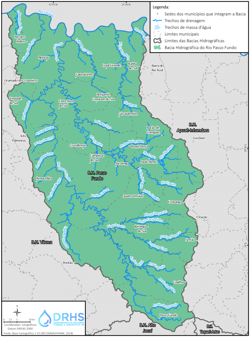 Mapa da Bacia Hidrográfica do Rio Passo Fundo