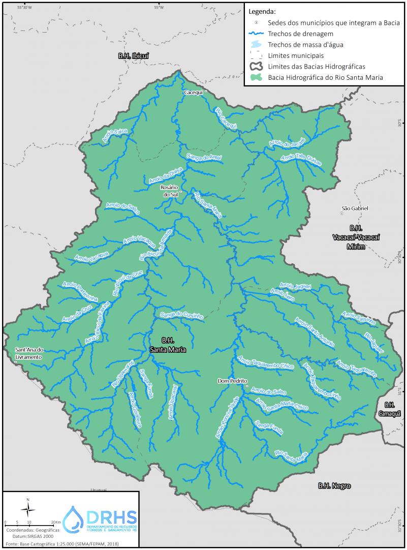 Mapa da Bacia Hidrográfica do Rio Santa Maria